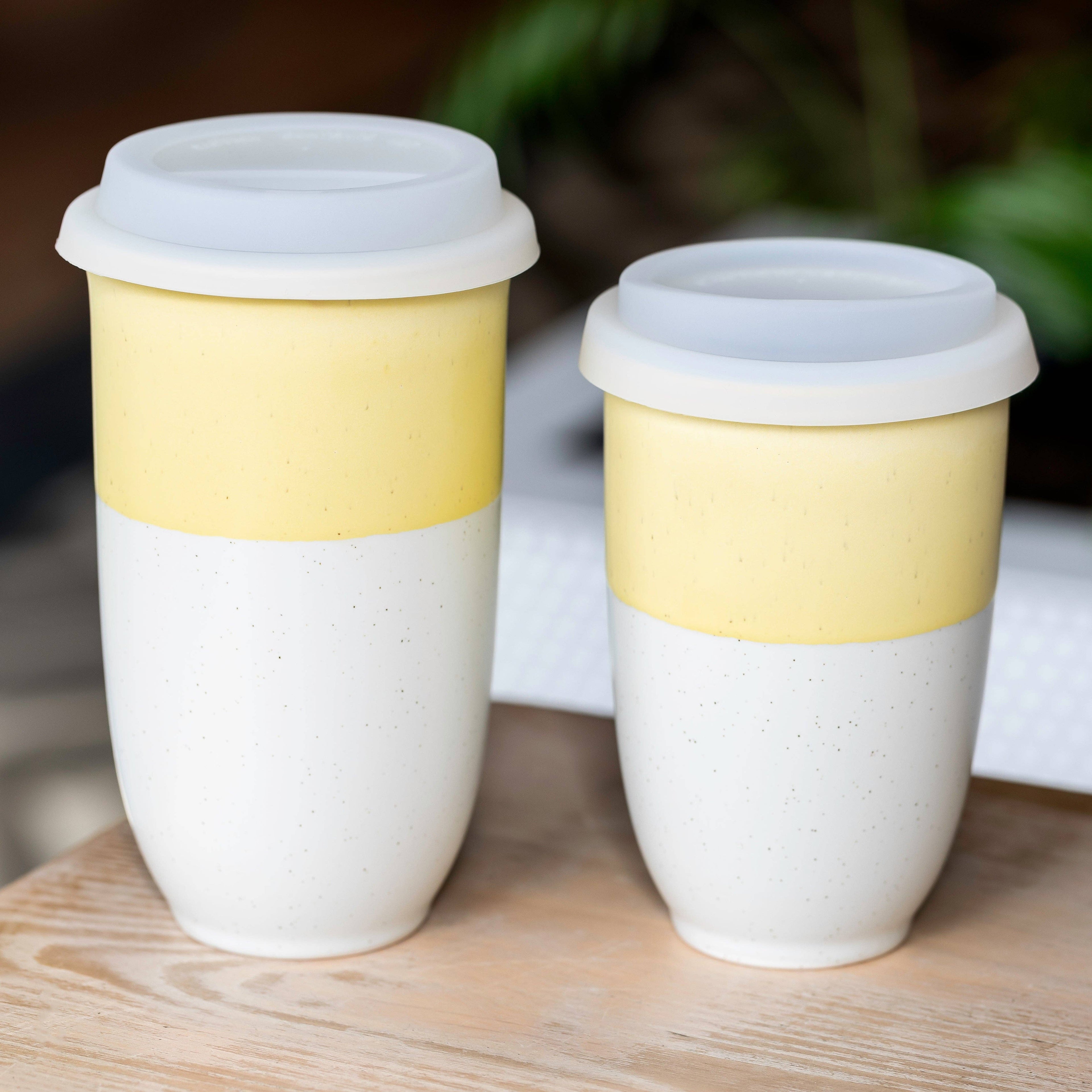 Lemon Ceramic Travel Cup 12oz | Reusable Coffee Cup