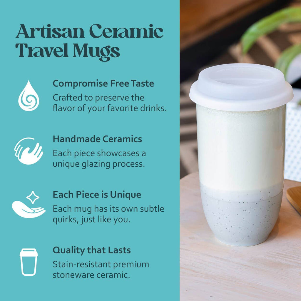 Mist Ceramic Travel Cup – 16oz with Lid & Sleeve