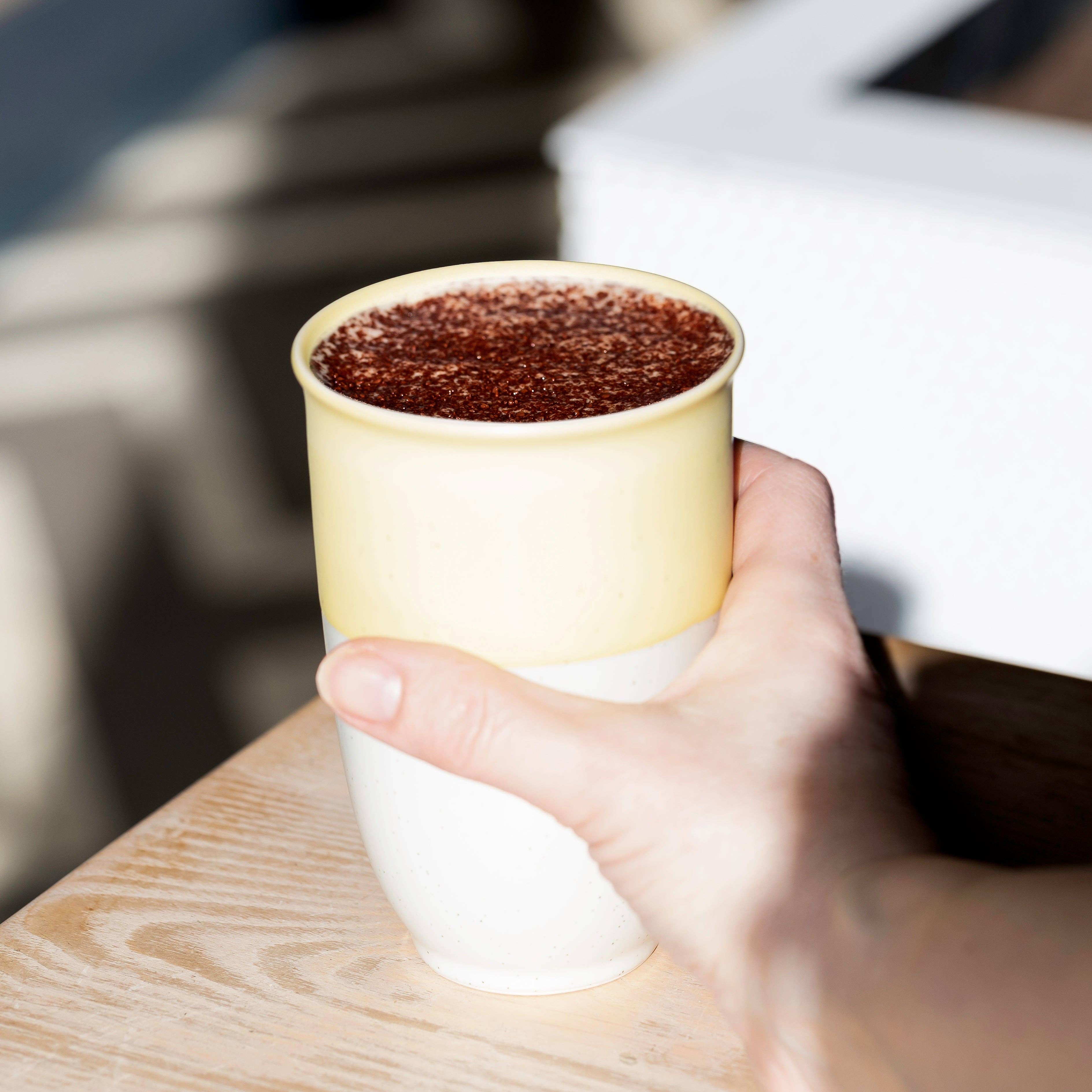 Lemon Ceramic Travel Cup 12oz | Reusable Coffee Cup
