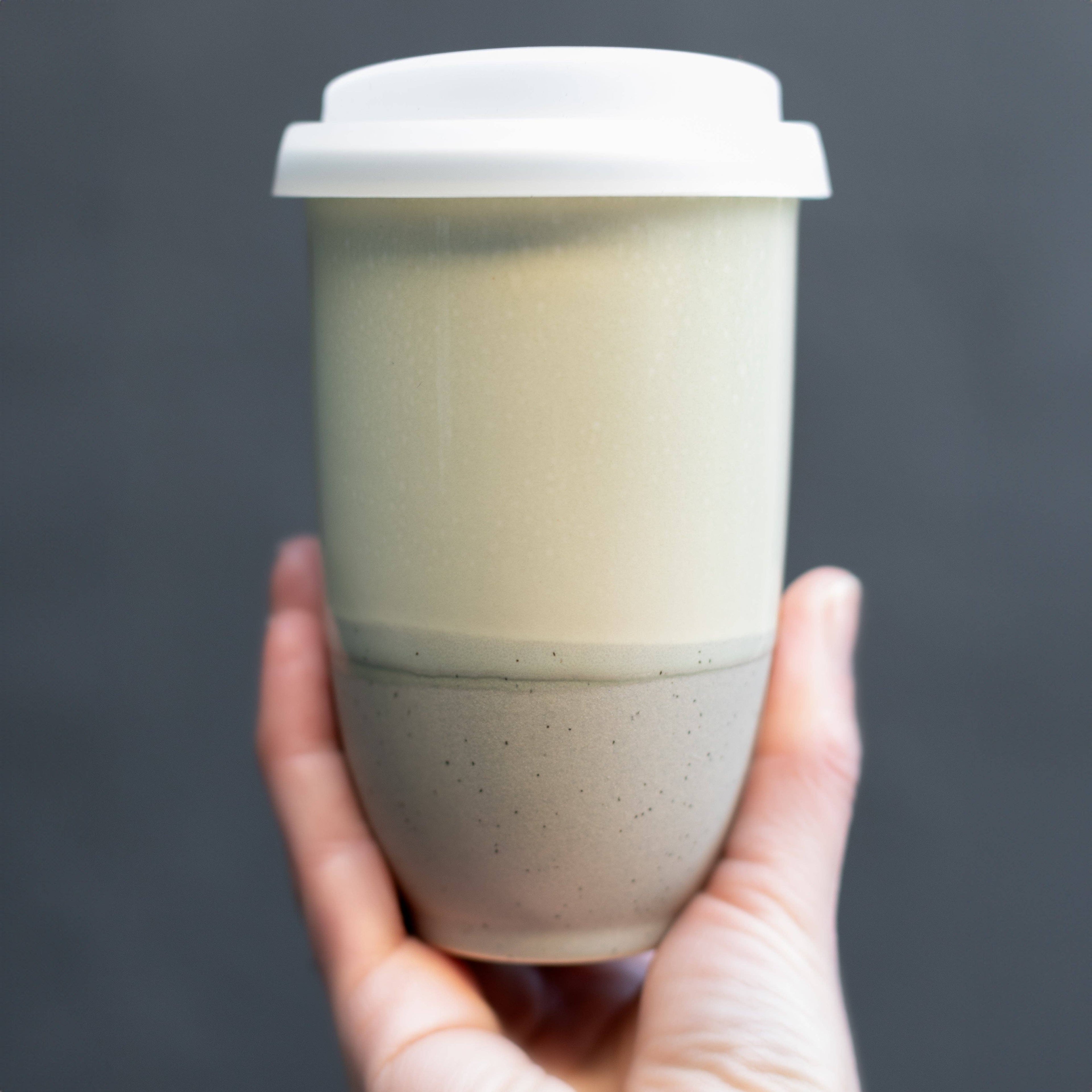Mist Ceramic Travel Cup – 16oz with Lid & Sleeve