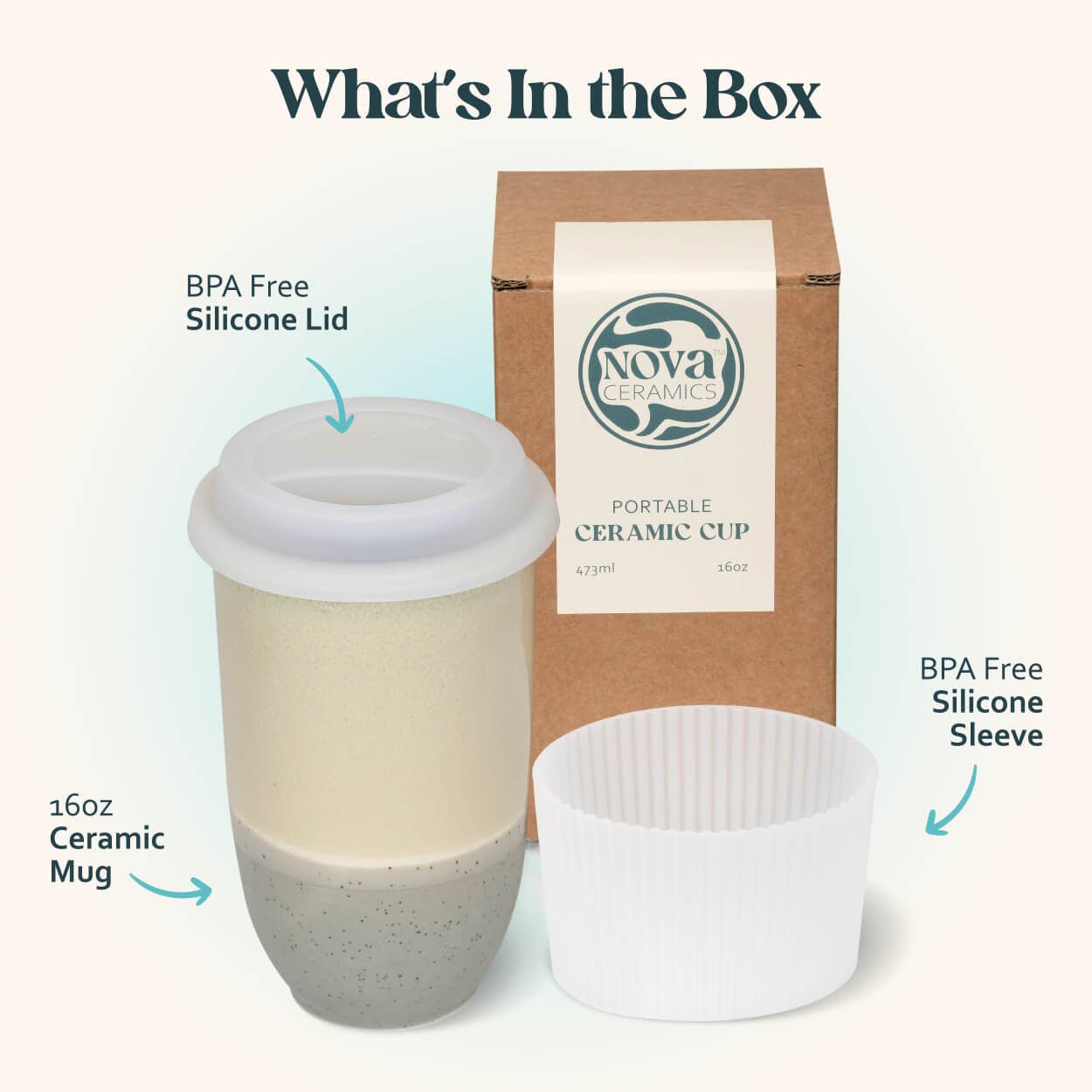 Mist Ceramic Travel Cup – 16oz with Lid & Sleeve