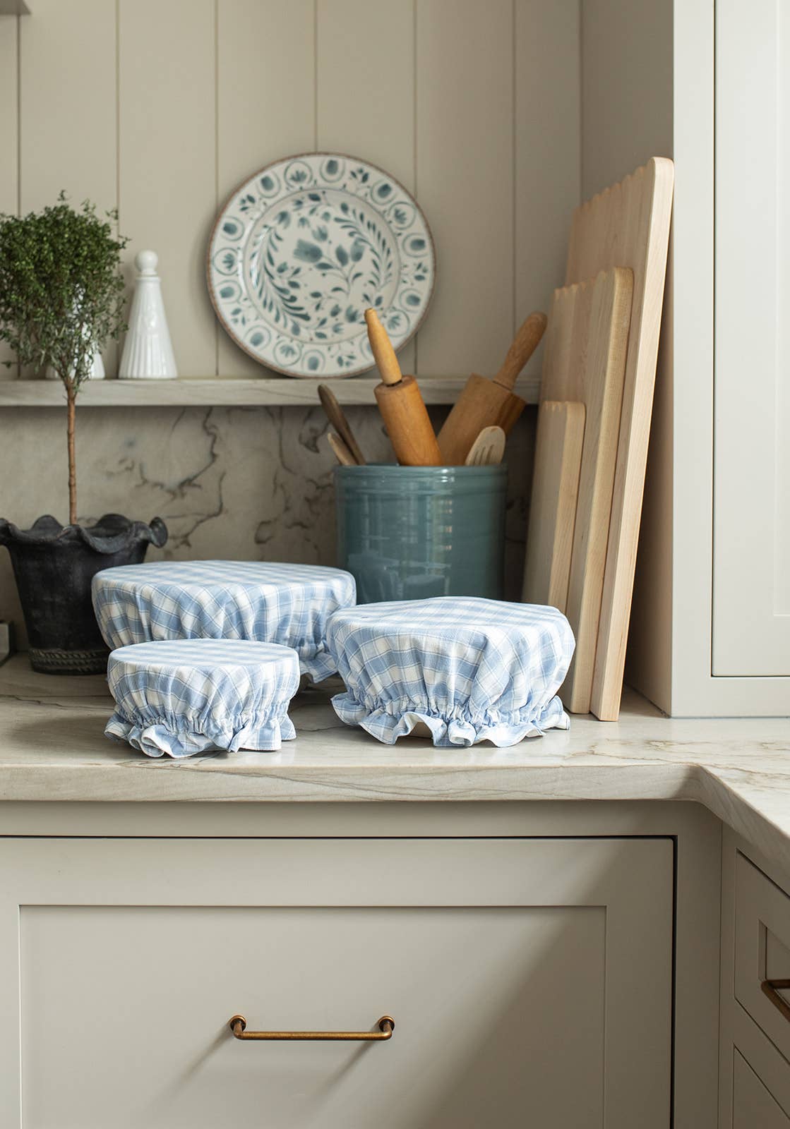 Gingham Reversible Bowl Cover | Reusable Fabric