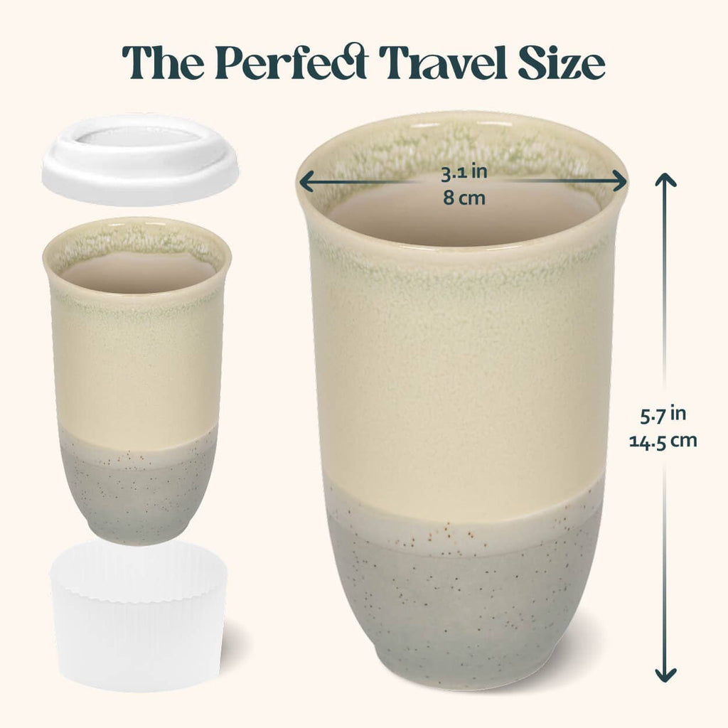 Mist Ceramic Travel Cup – 16oz with Lid & Sleeve
