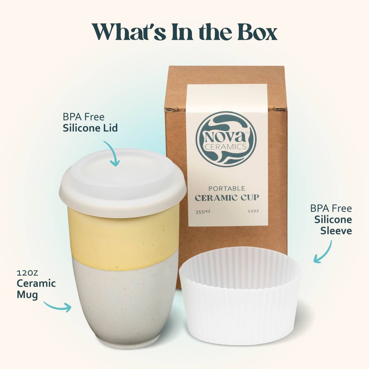 Lemon Ceramic Travel Cup 12oz | Reusable Coffee Cup